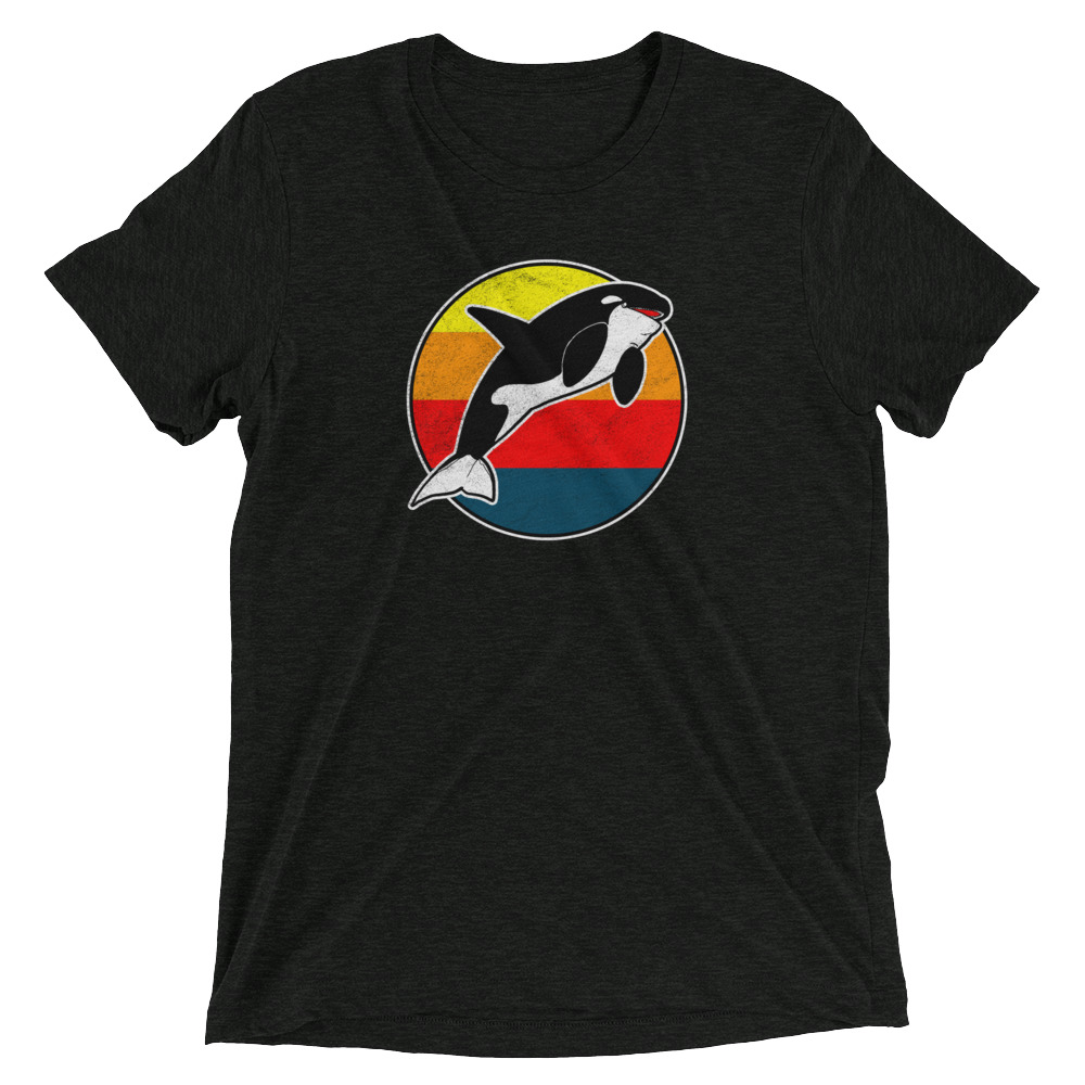 Retro 80s Beach Killer Whale Premium T-Shirt - Image 2