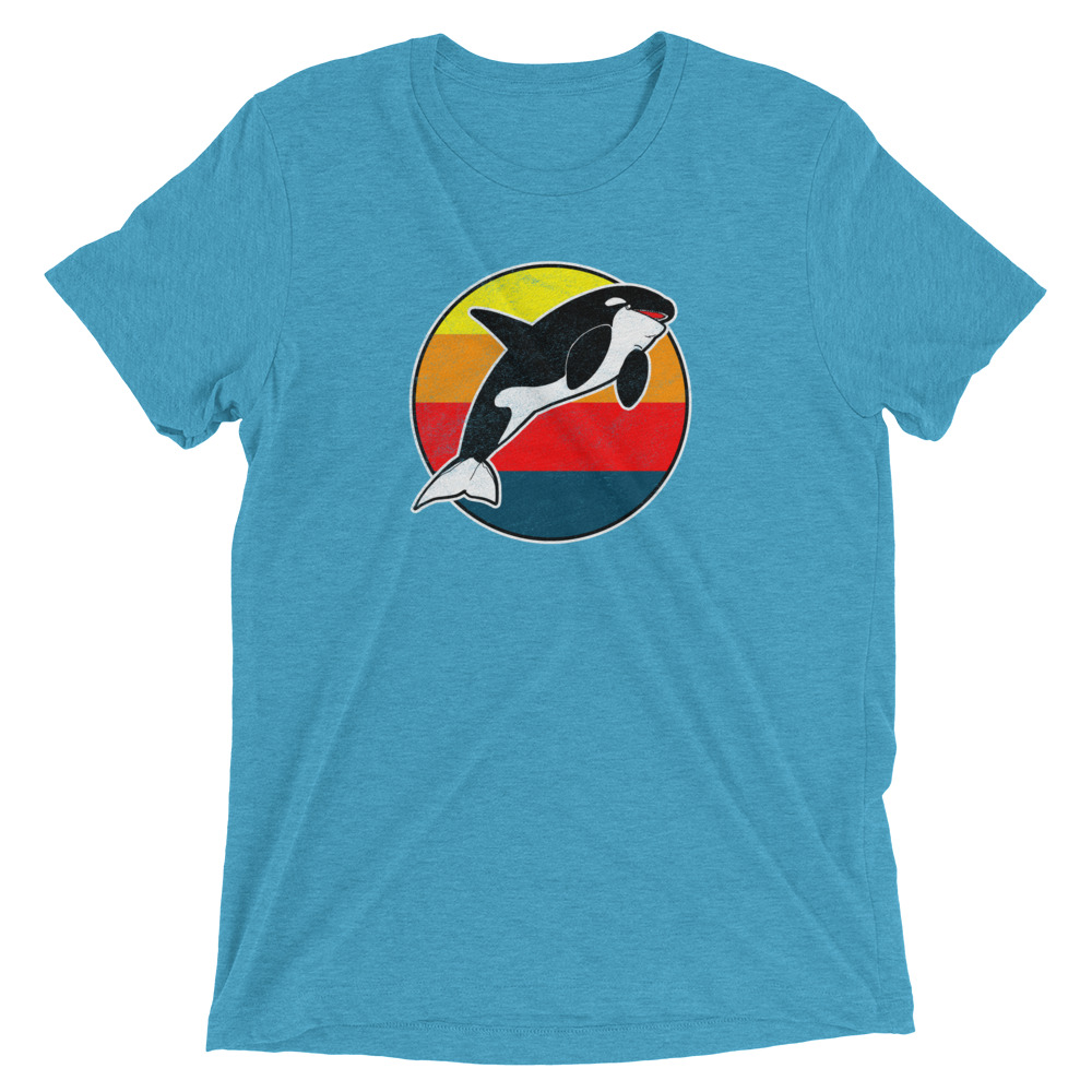 Retro 80s Beach Killer Whale Premium T-Shirt - Image 3