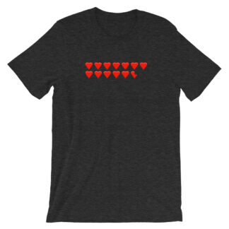 Retro 8-bit RPG Video Game Hearts T-Shirt by Turbo Volcano