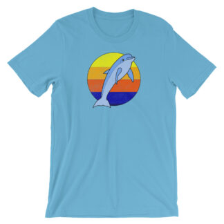 Retro 1980s Jumping Dolphin Beach Design T-Shirt