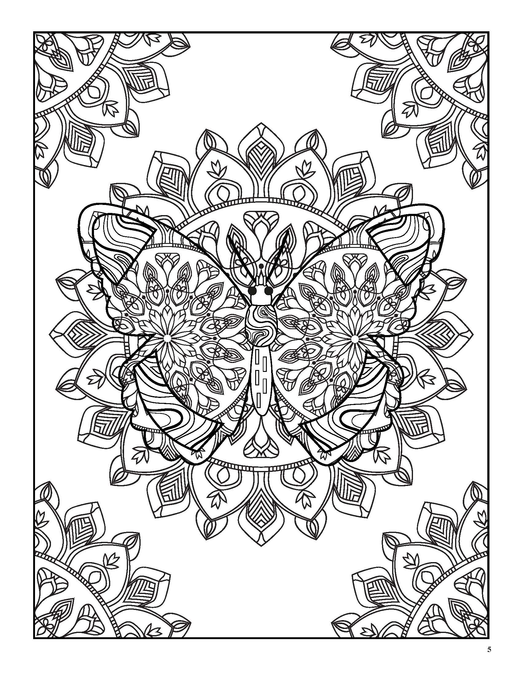 Relaxing Butterflies: Butterfly Mandala Coloring Book image 2
