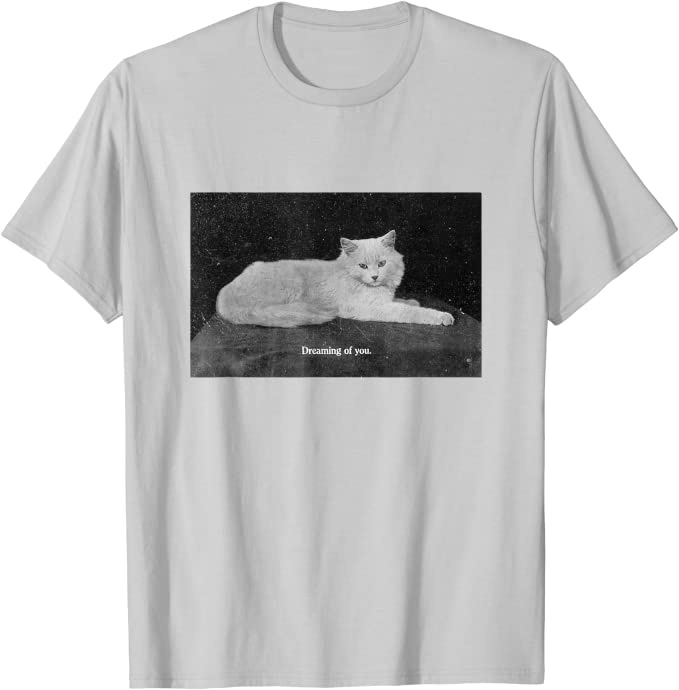 Vintage Cat Photograph “Dreaming of You” Retro T-Shirt - Image 3