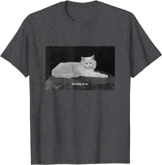 Vintage Cat Photograph “Dreaming of You” Retro T-Shirt - Image 9