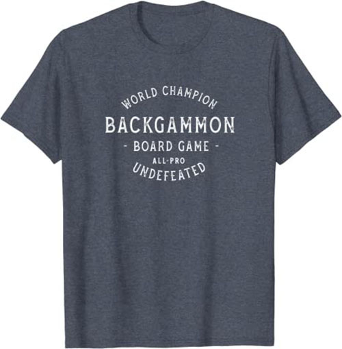Retro World Champion Backgammon T-Shirt Heather Blue