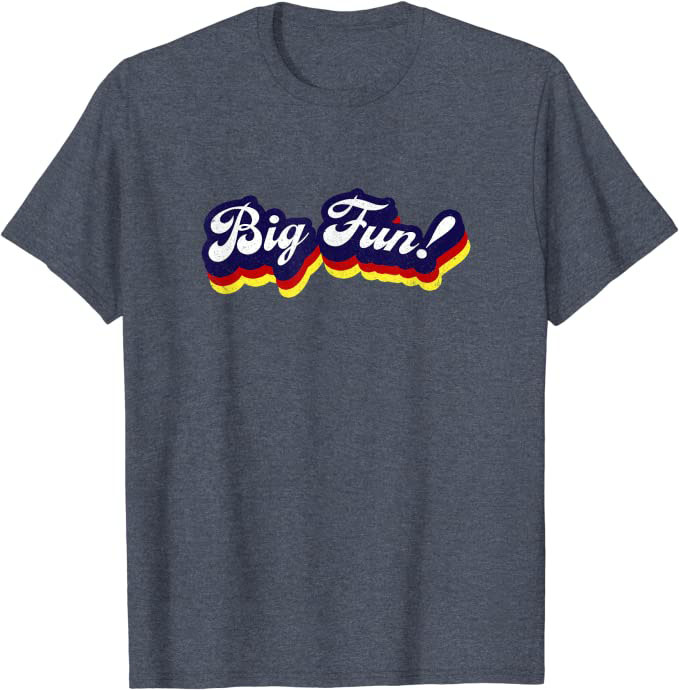 Big Fun! 1980s Retro Design by Turbo Volcano T-Shirt Heather Blue