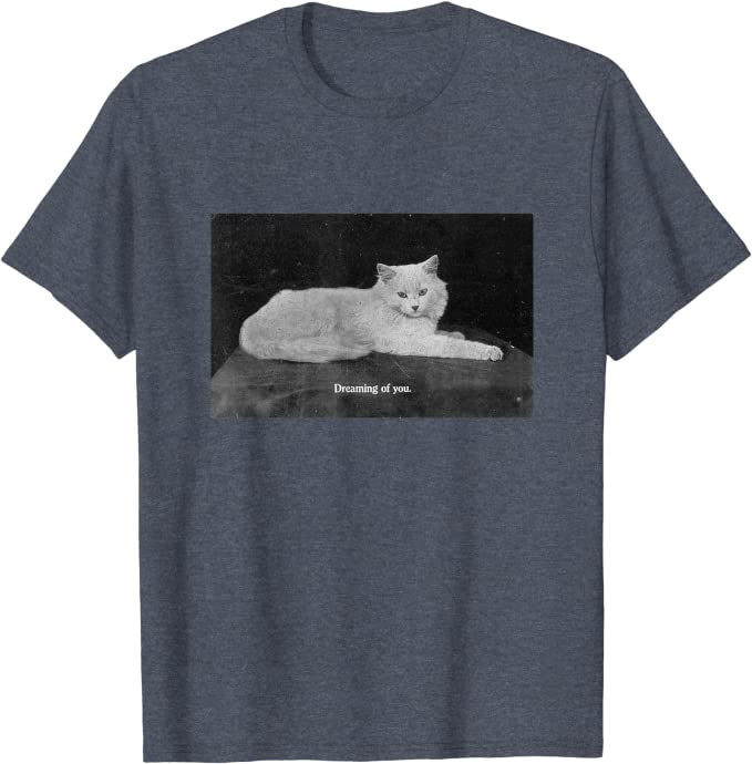 Vintage Cat Photograph “Dreaming of You” Retro T-Shirt - Image 5