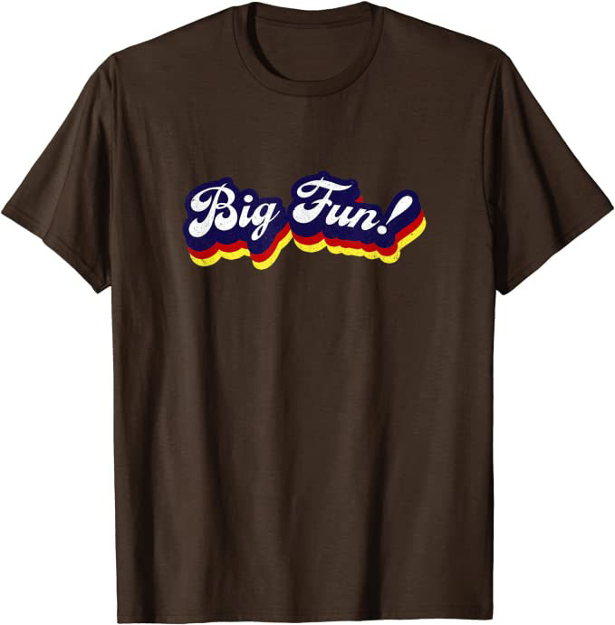 Big Fun! 1980s Retro Design by Turbo Volcano T-Shirt Heather Brown