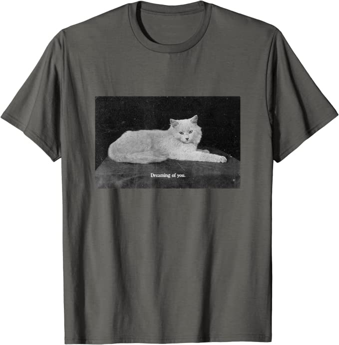 Vintage Cat Photograph “Dreaming of You” Retro T-Shirt - Image 7