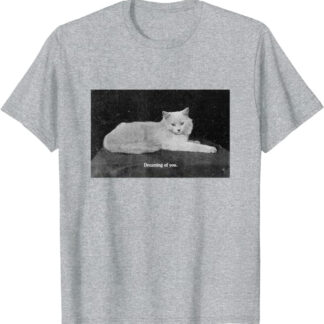 Vintage Cat Photograph “Dreaming of You” Retro T-Shirt Athletic Grey