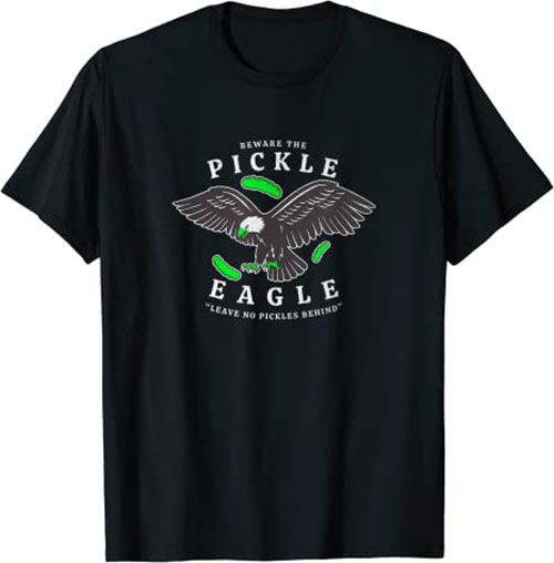Retro Pickle Eagle “Leave No Pickles Behind” Funny T-Shirt Black