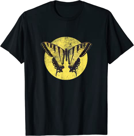 Beautiful Vintage Butterfly "Retro Design" 80s Beach Style T-Shirt Black