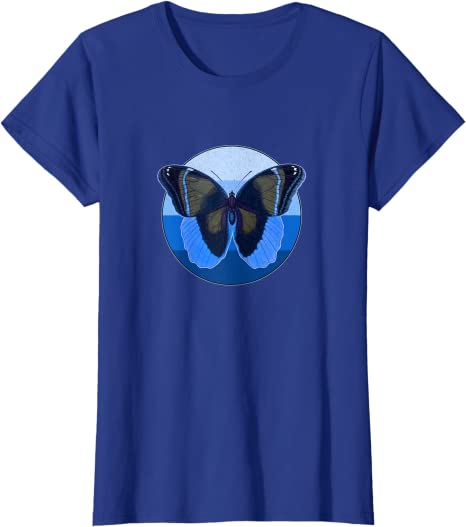 Retro Butterfly 1980s Blue Ocean Design T-Shirt Royal Blue