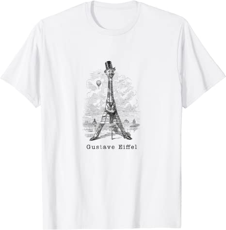 Retro Gustave Eiffel Caricature “Eiffel Tower” Vintage T-Shirt White