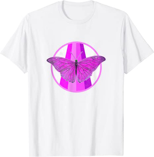 Retro Butterfly 1980s Pink & Purple Vintage Design T-Shirt White