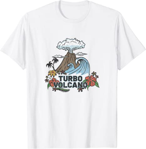 Turbo Volcano “Retro Tropical Explosion” Island Design T-Shirt White
