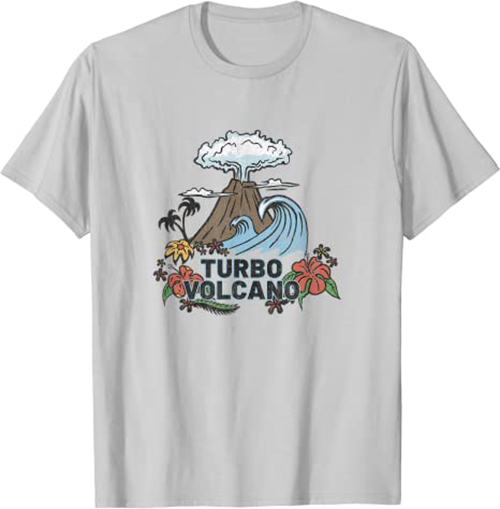 Turbo Volcano “Retro Tropical Explosion” Island Design T-Shirt Silver