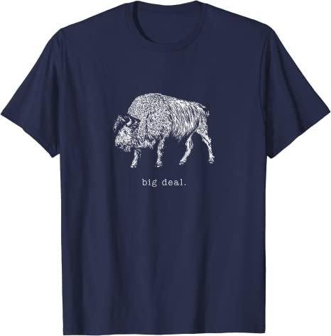 Retro "Big Deal" Bison Vintage Animal Design T-Shirt Navy