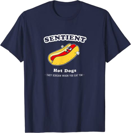 Sentient Hot Dogs T-Shirt Funny Hot Dog Shirt Navy