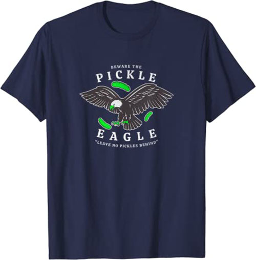 Retro Pickle Eagle “Leave No Pickles Behind” Funny T-Shirt Navy