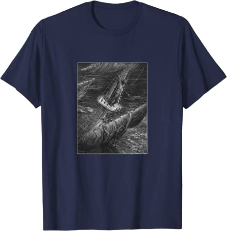 The Rime of the Ancient Mariner “Hellish Thing” Gustave Doré T-Shirt Navy