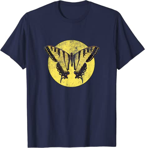Beautiful Vintage Butterfly "Retro Design" 80s Beach Style T-Shirt Navy