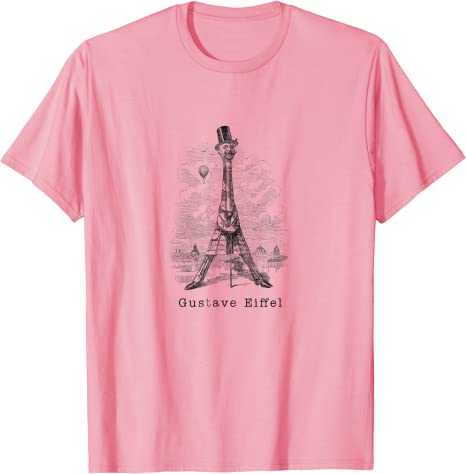Retro Gustave Eiffel Caricature “Eiffel Tower” Vintage T-Shirt Pink
