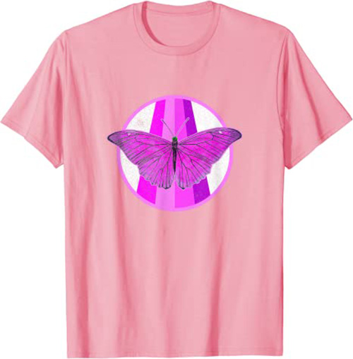 Retro Butterfly 1980s Pink & Purple Vintage Design T-Shirt Light Pink