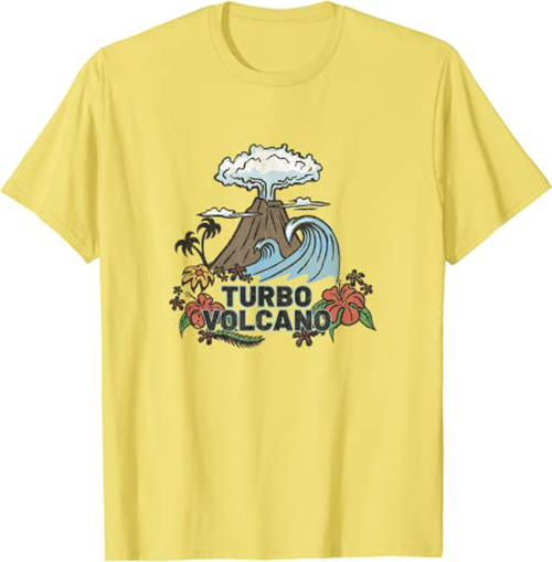Turbo Volcano “Retro Tropical Explosion” Island Design T-Shirt Yellow