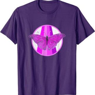Retro Butterfly 1980s Pink & Purple Vintage Design T-Shirt Light Purple