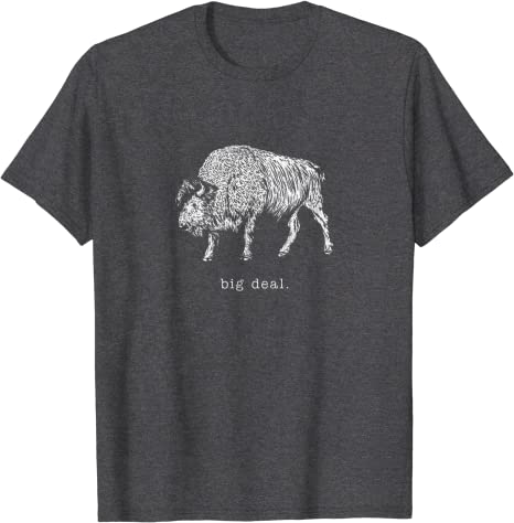 Retro "Big Deal" Bison Vintage Animal Design T-Shirt Dark Heather