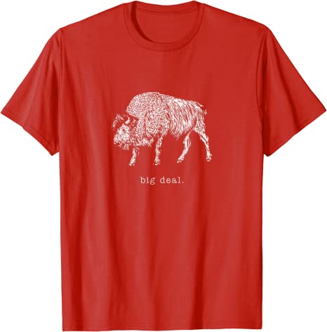 Retro "Big Deal" Bison Vintage Animal Design T-Shirt Red