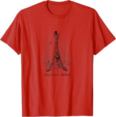 Retro Gustave Eiffel Caricature “Eiffel Tower” Vintage T-Shirt Red