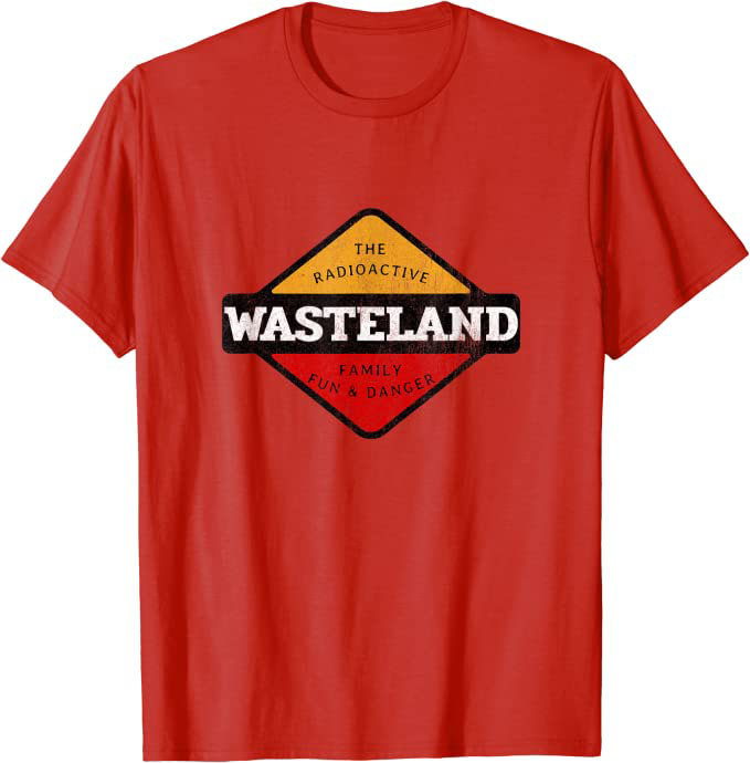 Retro Radioactive Wasteland “Family Fun & Danger” Sci-Fi T-Shirt Cranberry