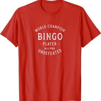 Retro World Champion Bingo Player Undefeated T-Shirt Red