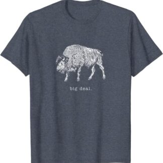Retro "Big Deal" Bison Vintage Animal Design T-Shirt Heather Blue
