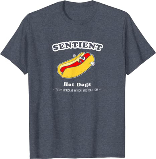 Sentient Hot Dogs T-Shirt Funny Hot Dog Shirt Heather Blue