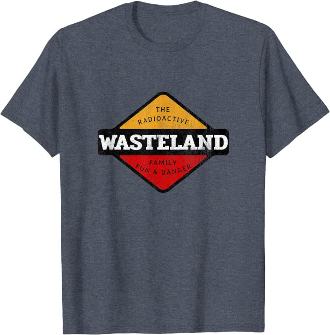 Retro Radioactive Wasteland “Family Fun & Danger” Sci-Fi T-Shirt Heather Blue