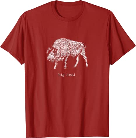 Retro "Big Deal" Bison Vintage Animal Design T-Shirt Cranberry