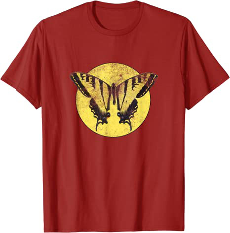 Beautiful Vintage Butterfly "Retro Design" 80s Beach Style T-Shirt Cranberry