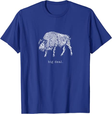 Retro "Big Deal" Bison Vintage Animal Design T-Shirt Royal Blue