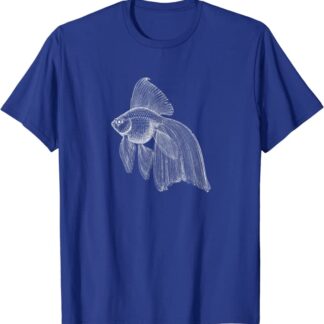 Vintage Retro Japanese Fringetail Goldfish Design T-Shirt Royal Blue