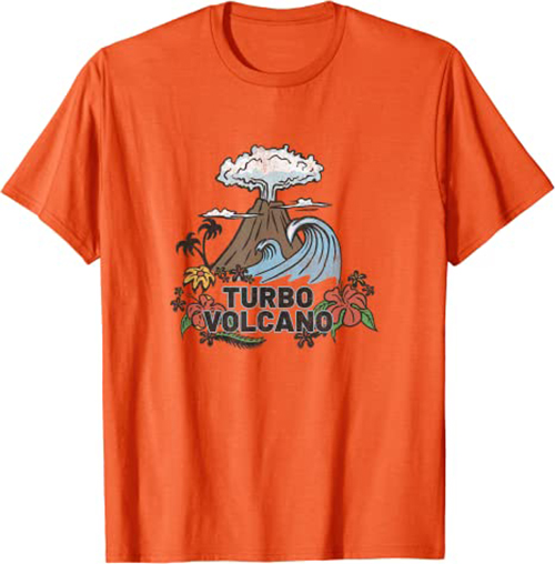 Turbo Volcano “Retro Tropical Explosion” Island Design T-Shirt Orange