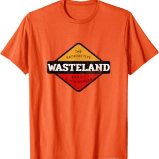Retro Radioactive Wasteland “Family Fun & Danger” Sci-Fi T-Shirt Orange