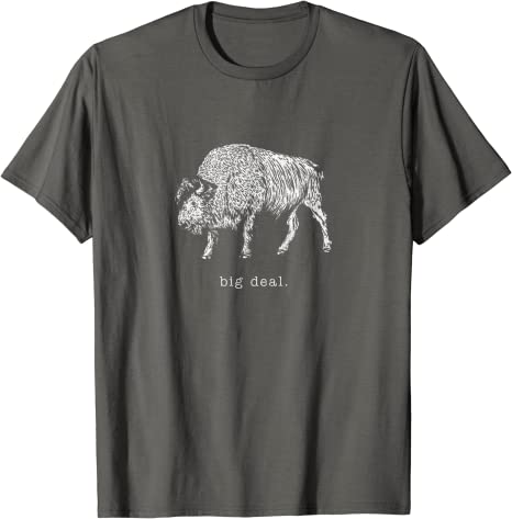 Retro "Big Deal" Bison Vintage Animal Design T-Shirt Asphalt