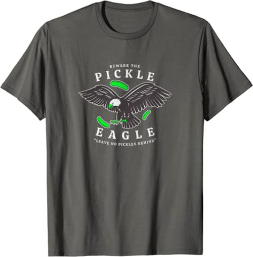 Retro Pickle Eagle “Leave No Pickles Behind” Funny T-Shirt Asphalt