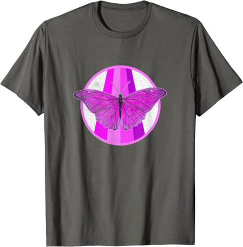 Retro Butterfly 1980s Pink & Purple Vintage Design T-Shirt Asphalt