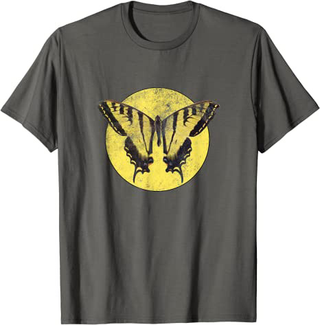 Beautiful Vintage Butterfly "Retro Design" 80s Beach Style T-Shirt Asphalt