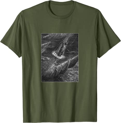 The Rime of the Ancient Mariner “Hellish Thing” Gustave Doré T-Shirt Olive