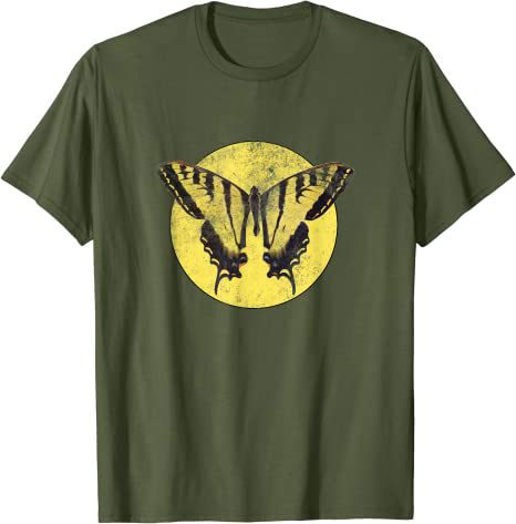 Beautiful Vintage Butterfly "Retro Design" 80s Beach Style T-Shirt Olive