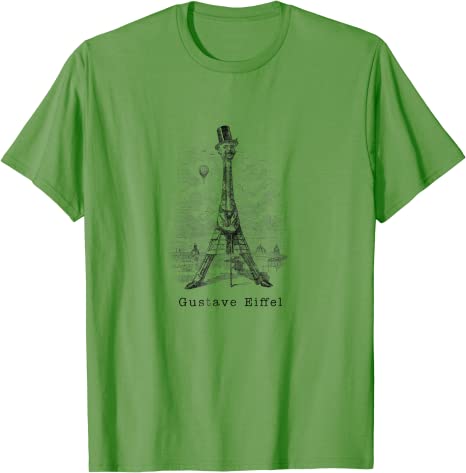 Retro Gustave Eiffel Caricature “Eiffel Tower” Vintage T-Shirt Green
